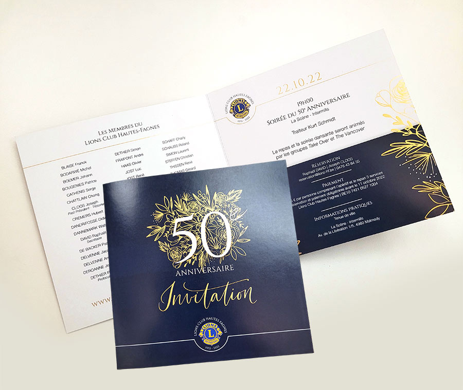50e anniversaire du Lions Club - invitation